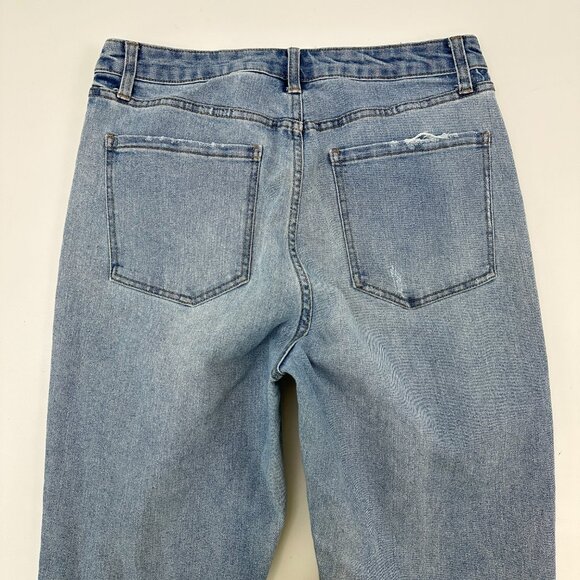 Wild Fable High Rise Slim Straight Distressed Button Fly Women size 12 Blue Jean - Picture 5 of 5